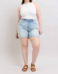 Judy Blue - High Rise 2 Button Mid Length Dad Denim Short