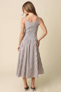 Olivaceous - Janet Stripe Flare Maxi Dress