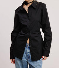 Mimosa - Back Self-tie Fitted Collared Shirt