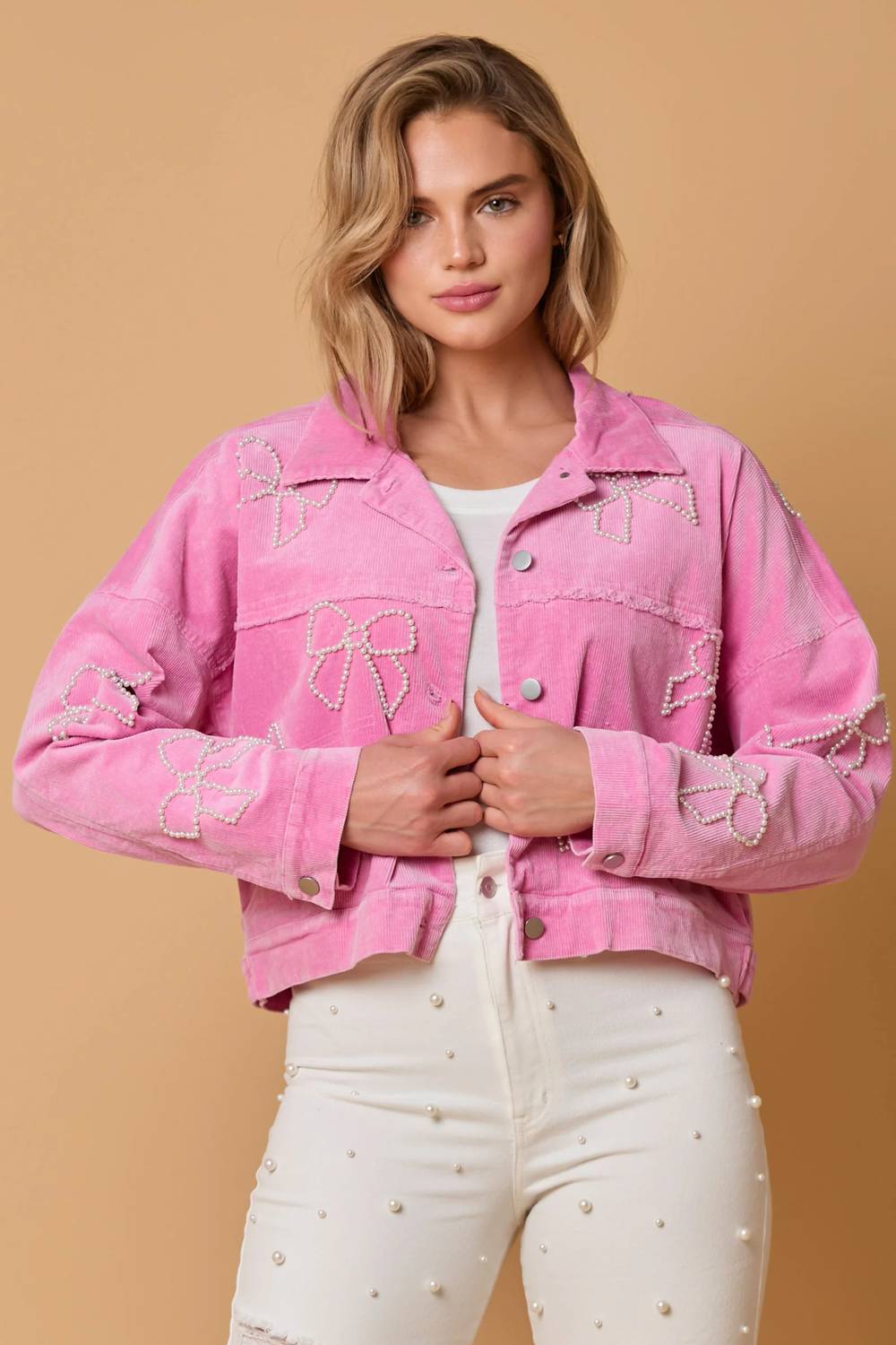 Fantastic Fawn - Pearl Bow Corduroy Jacket