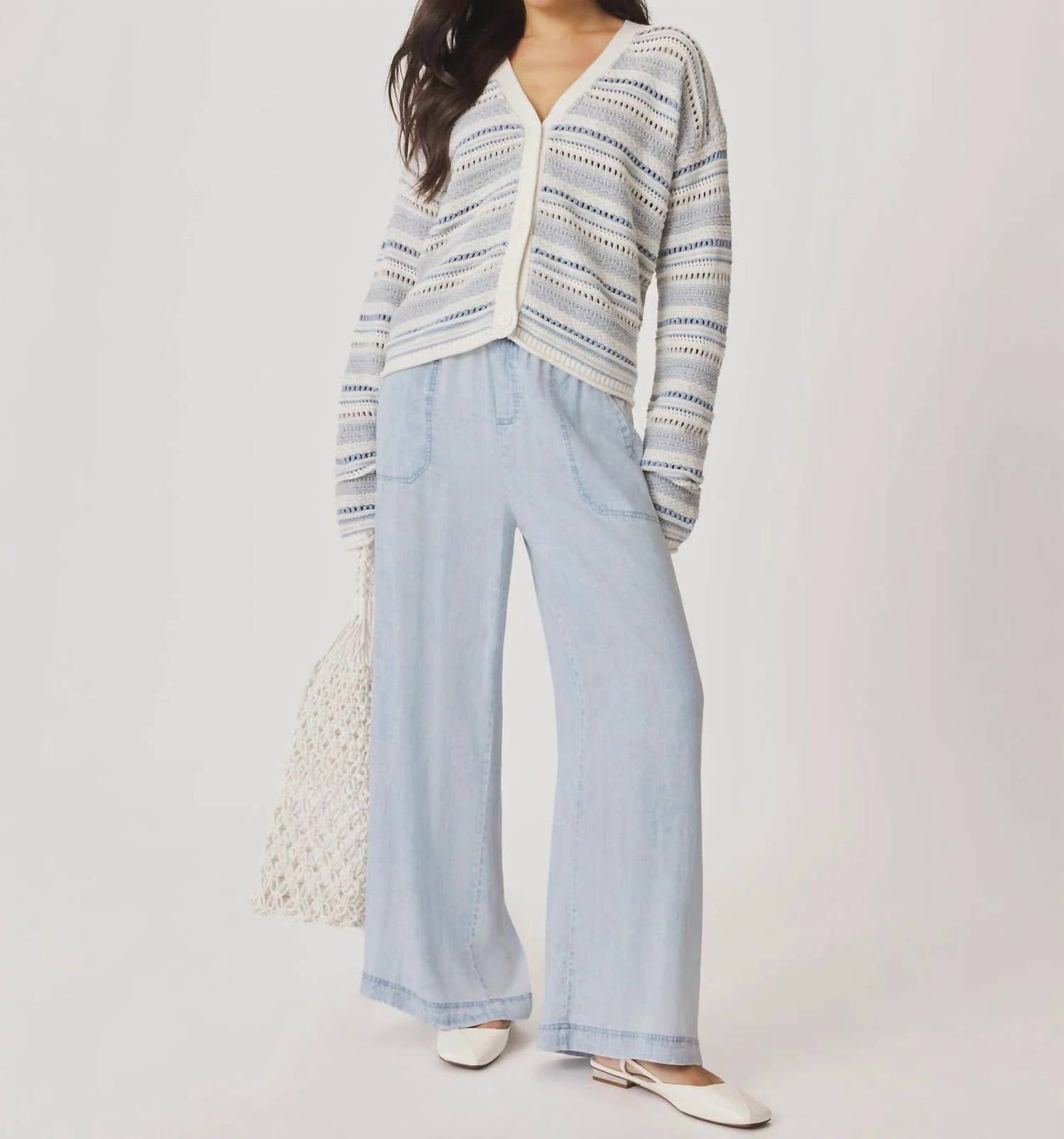 Splendid Addison Stripe Cardigan in air country - women's cardigan