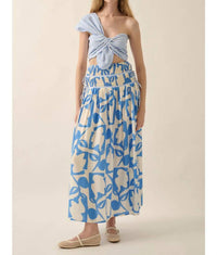 Promesa - Abstract Floral-print Tiered-waist Maxi Skirt