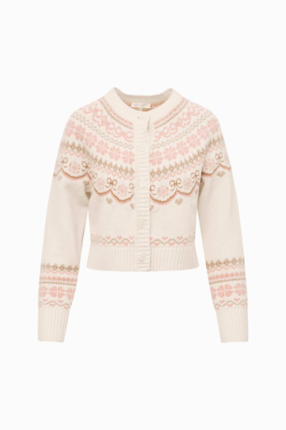 LoveShackFancy Shantae Long Sleeve Cardigan in pink champagne - women's cardigan - alternate view