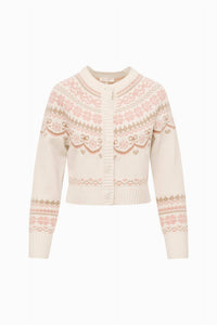 LoveShackFancy Women's Shantae Cardigan in pink champagne - women's cardigan - alternate view