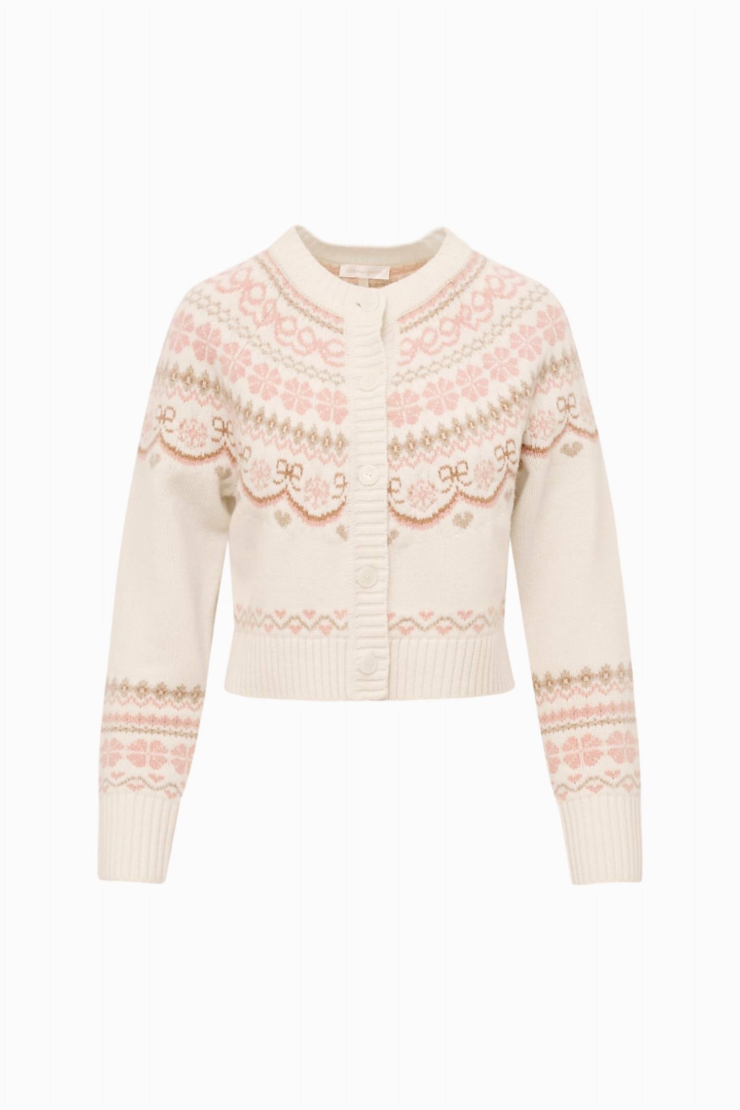 LoveShackFancy Women's Shantae Cardigan in pink champagne - women's cardigan - alternate view