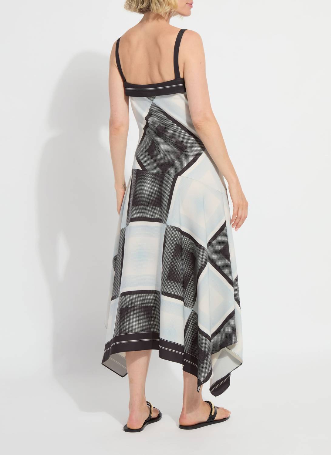 Lysse Asymmetric Maxi Dress in black multi - women's dress - alternate view