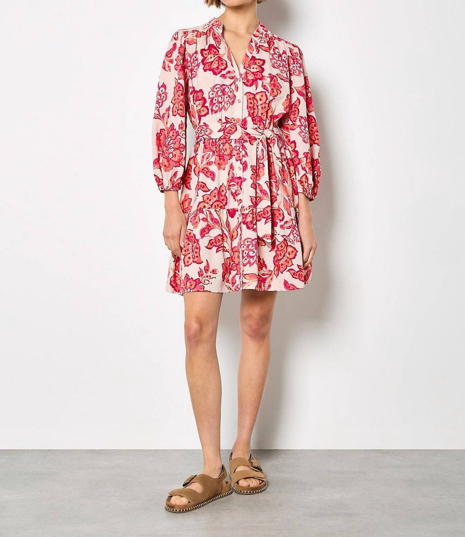 Apricot - Boho Painterly Sarsa Dress