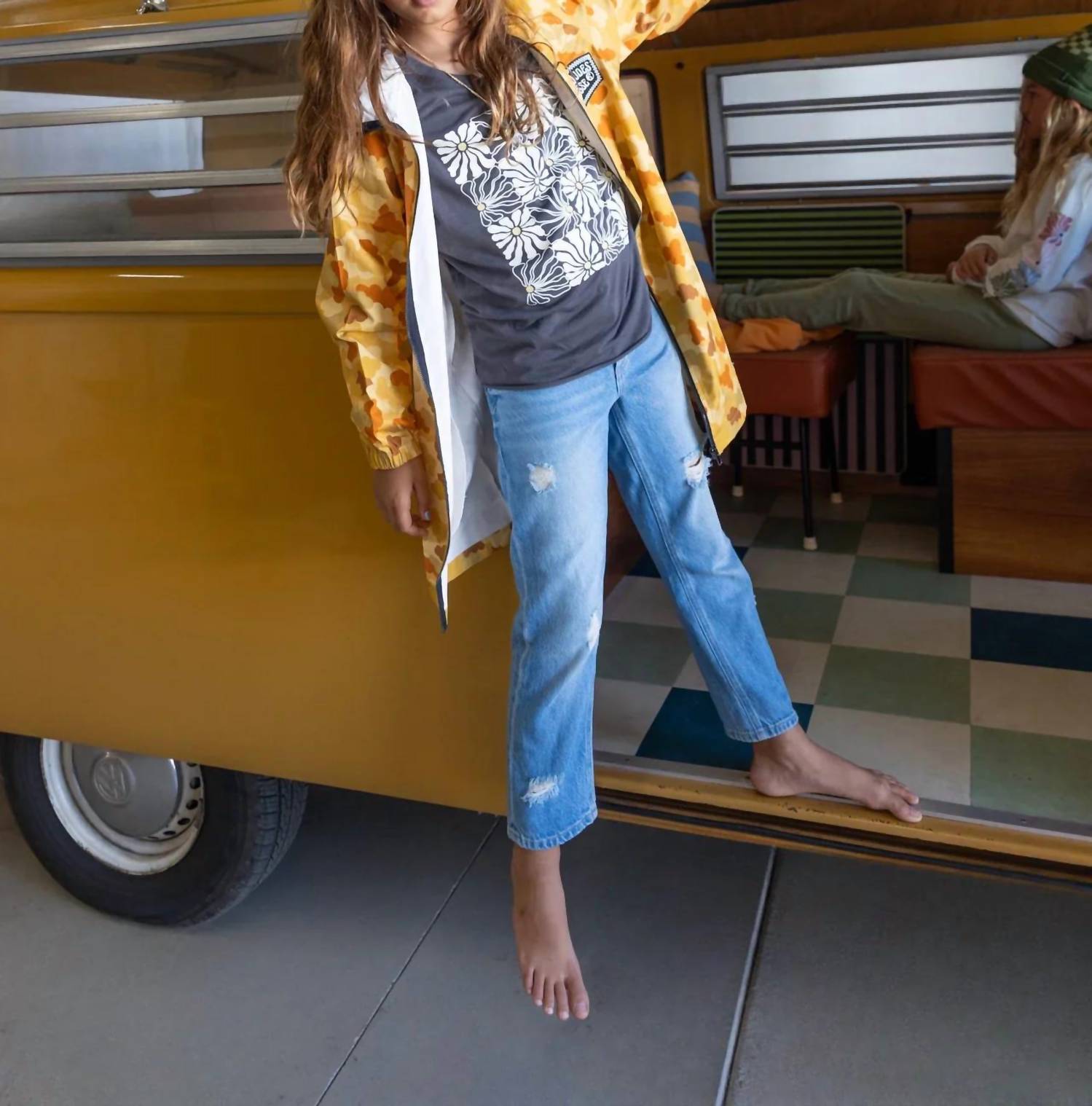 Tiny Whales - Long Sleeve Daisy Check Tee