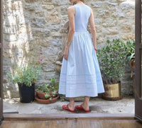 Moon River - Sleeveless Mix Media Contrast Midi Dress