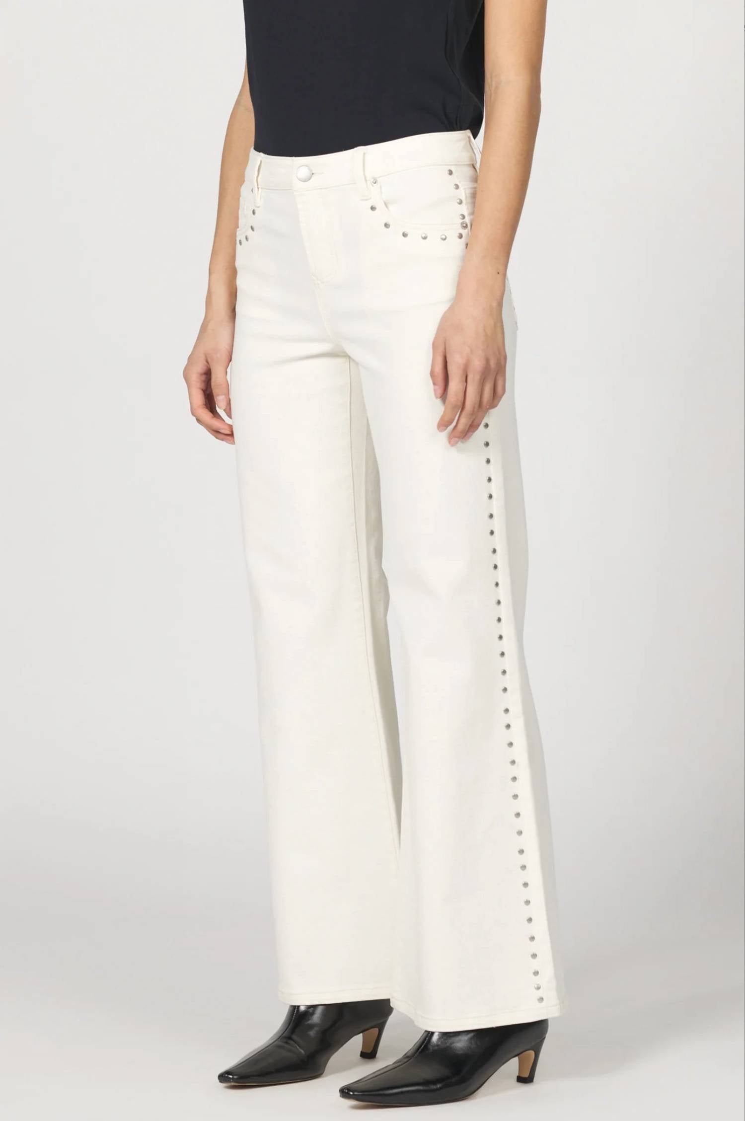 Dear John Denim - Micah Studded Mid Rise Wide Leg Jean