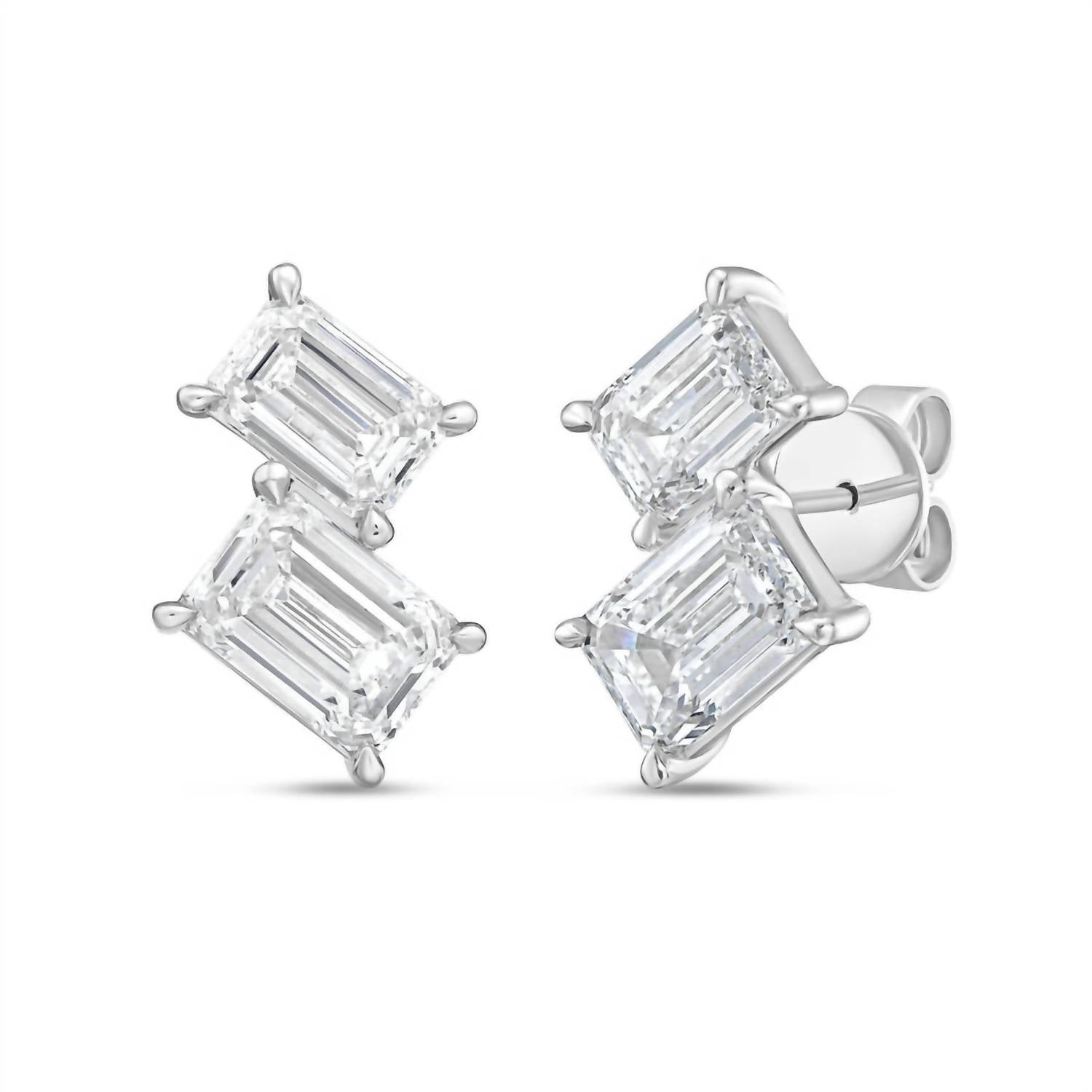 Diana M Jewels - Women's Emerald Lab-Grown Diamond Stud Earrings (6.00 Ct) - Elegant