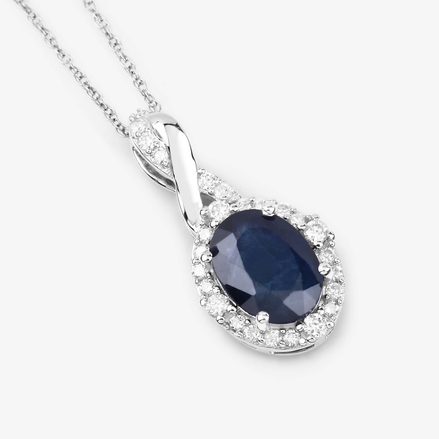 Diana M Jewels - Women's Oval Natural Sapphire Pendant Necklace (1.72 Ct) - Classic