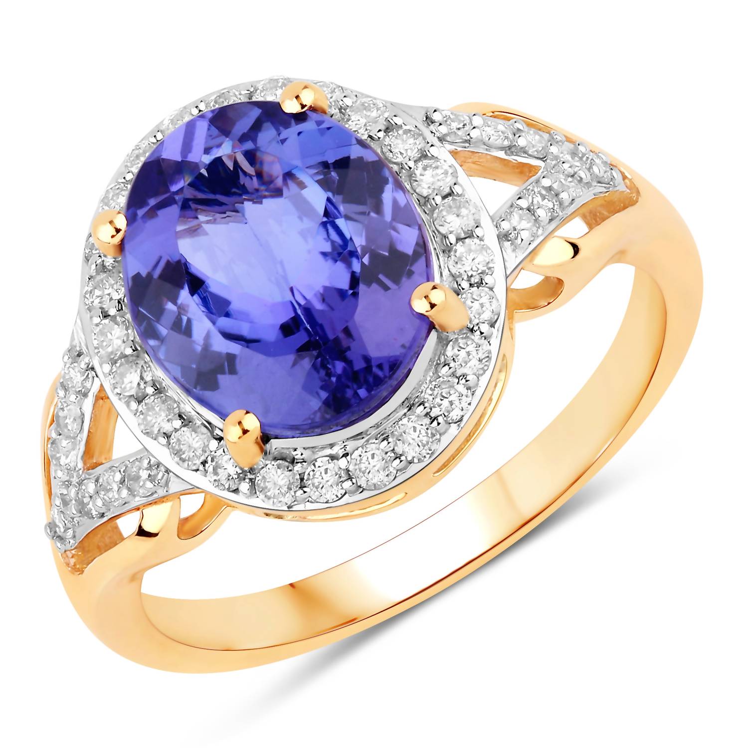 Diana M Jewels Women's Oval Natural Tanzanite Fashion Ring (3.21 Ct) - Signature Plus in 14k yellow gold - women's jewelry