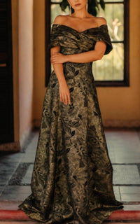 Terani Couture - Pleated Off-Shoulder Evening Dress