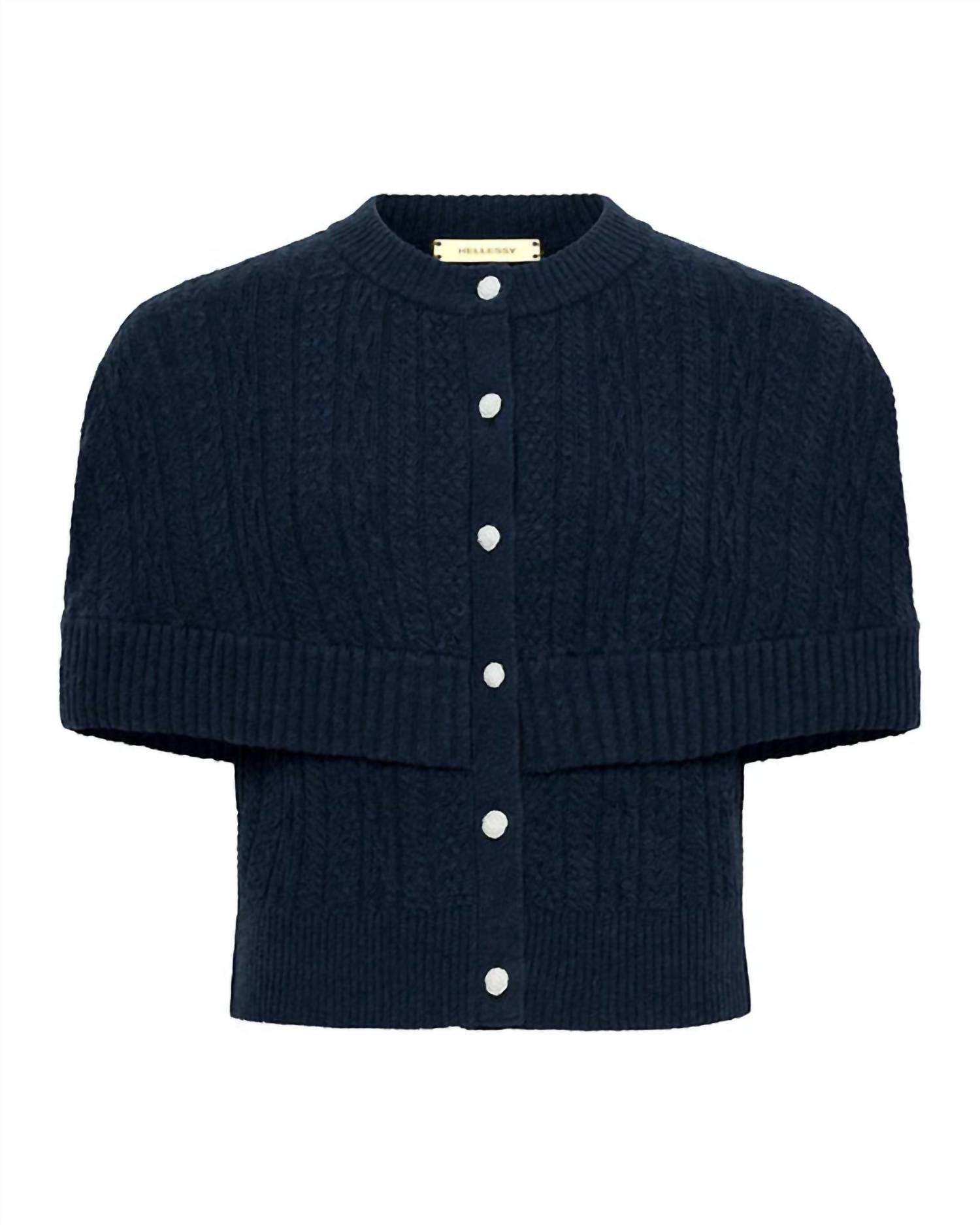 Hellessy Caspian Short Sleeve Cardigan in indigo - women's cardigan - alternate view