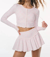 Loveshackfancy - Laudie Bow Print Active Zip Up Top