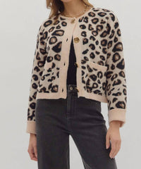 entro Luxe Knit Cardigan in leopard - women's cardigan