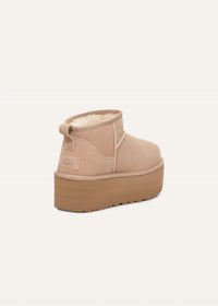 UGG Women's Classic Ultra Mini Platform Boots in sand - women's shoe - detail view