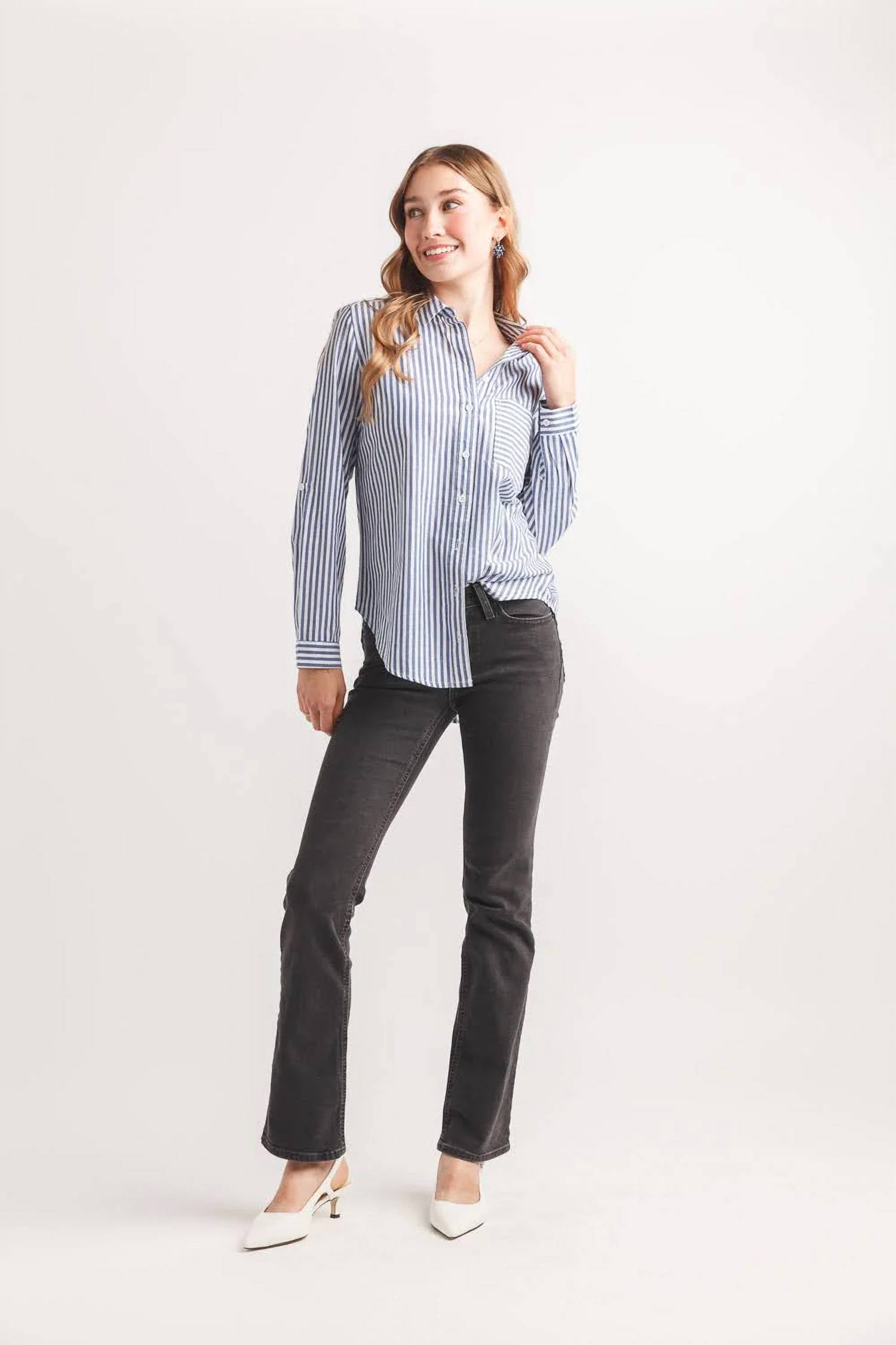 Papillon - Striped Cotton Button Front Shirt