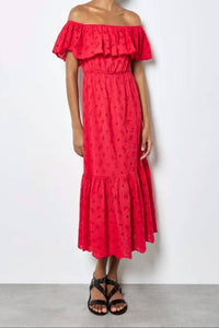 Apricot - Broderie Bardot Tiered Detail Maxi Dress