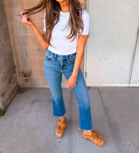 Good American - Soft Tech Good Legs Cropped Mini Boot Jeans