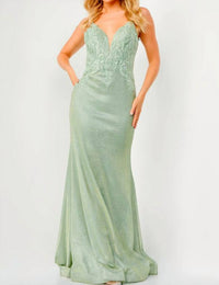 Jovani - Backless Embroidered Gown
