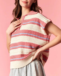 Peach Love - Island Vibes Striped Sweater Top