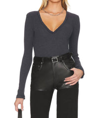 James Perse - Deep V Long Sleeve Rib Top