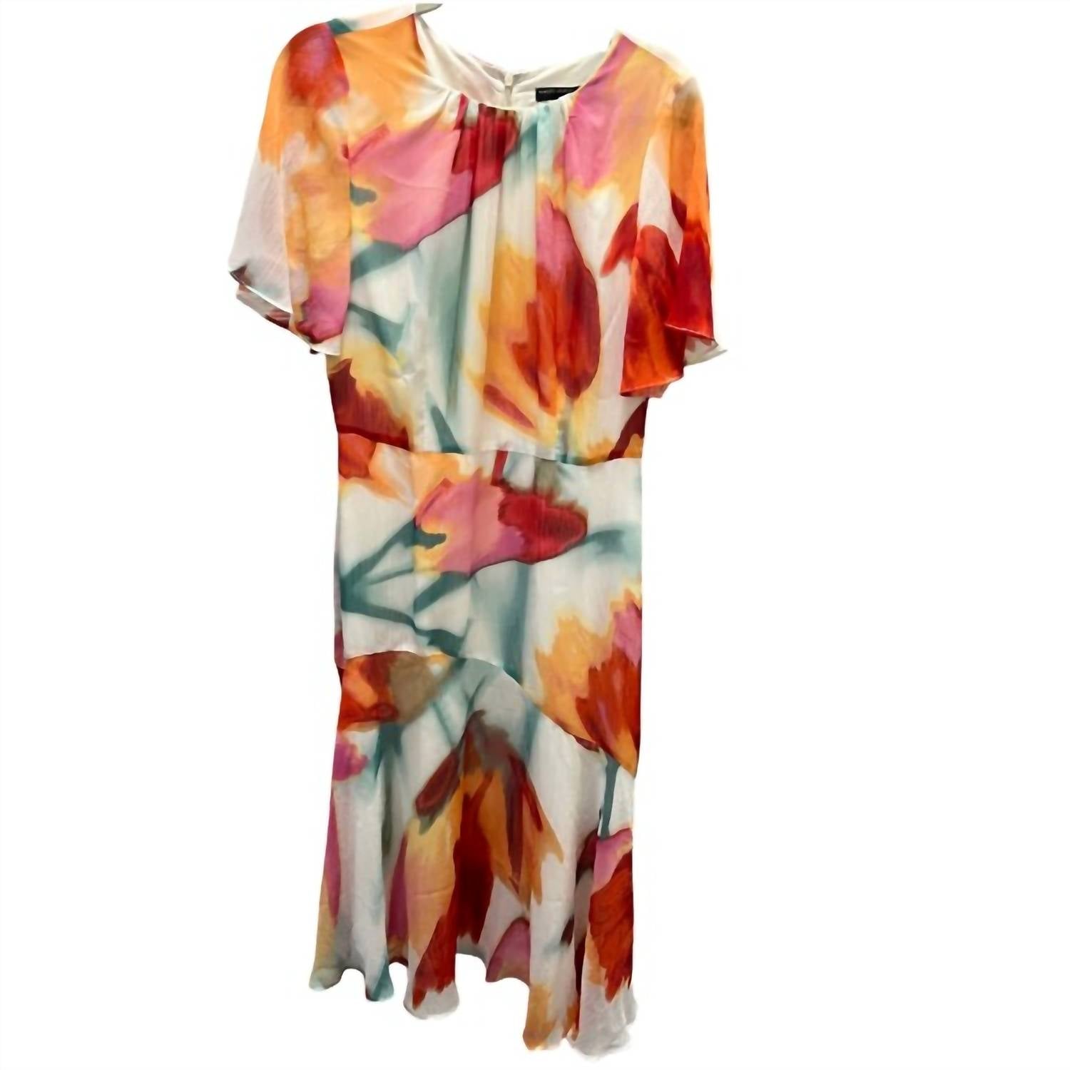 Maggy London - Women's Watercolor Asymmetrical Midi Dress