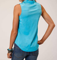 Roper - Poly Crepe Sleeveless Blouse With Embroidery Tank