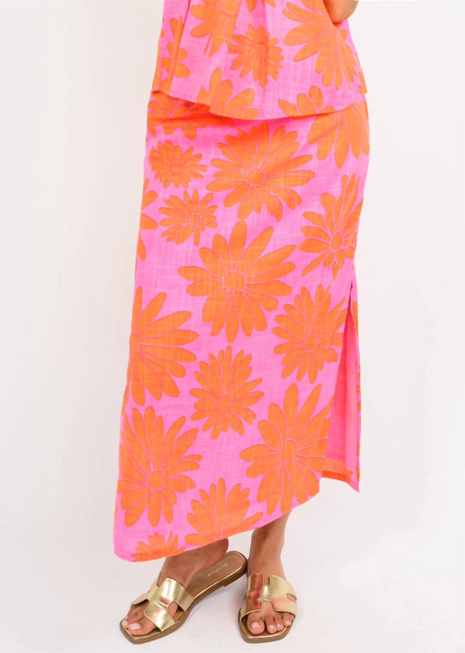 Ivy Jane Women's Daisy Skirt in mango - women's skirt - alternate view