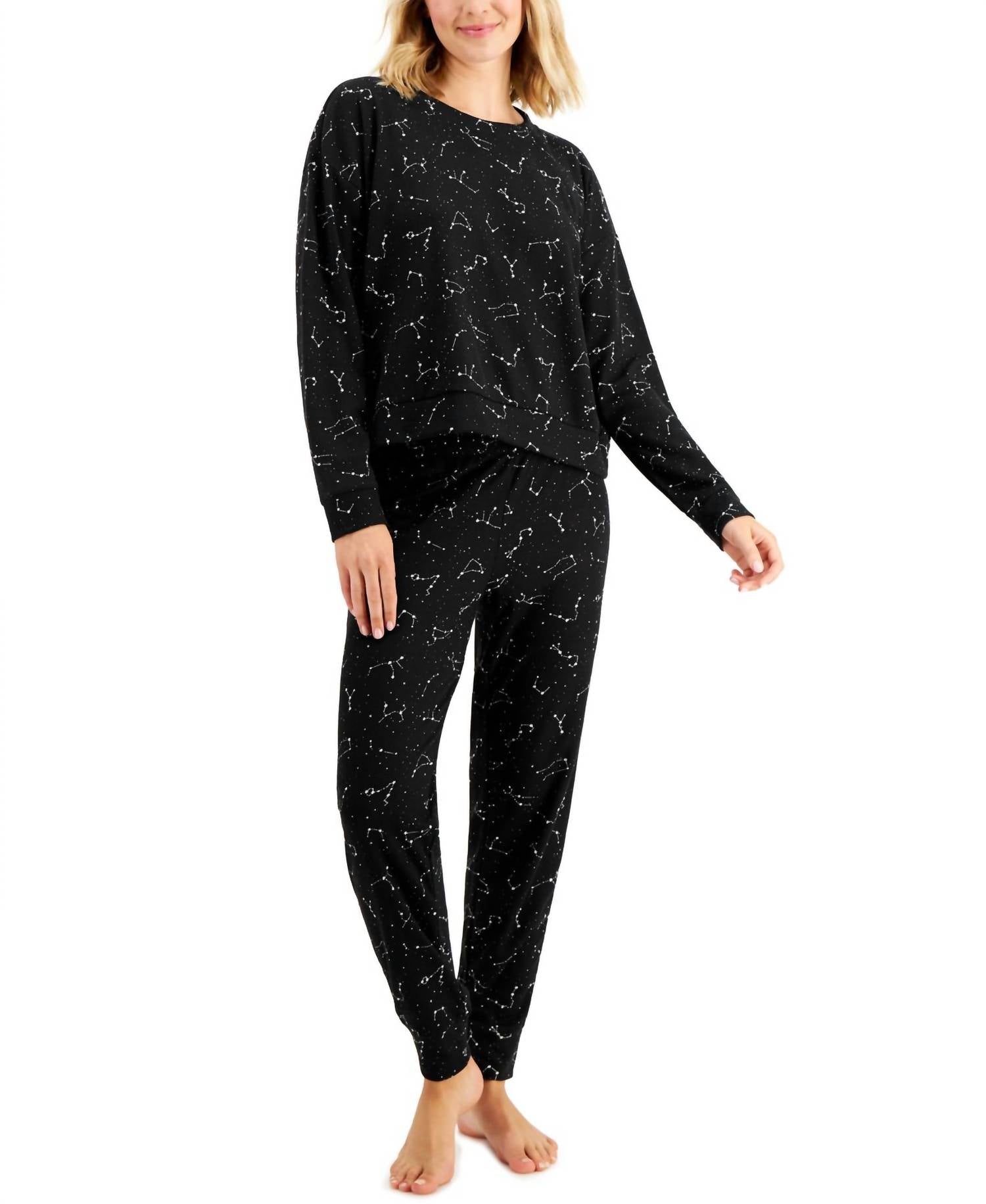 Jenni By Jennifer Moore - Sleepwear Long Sleeve Waffle Pajama Top And Jogger Set