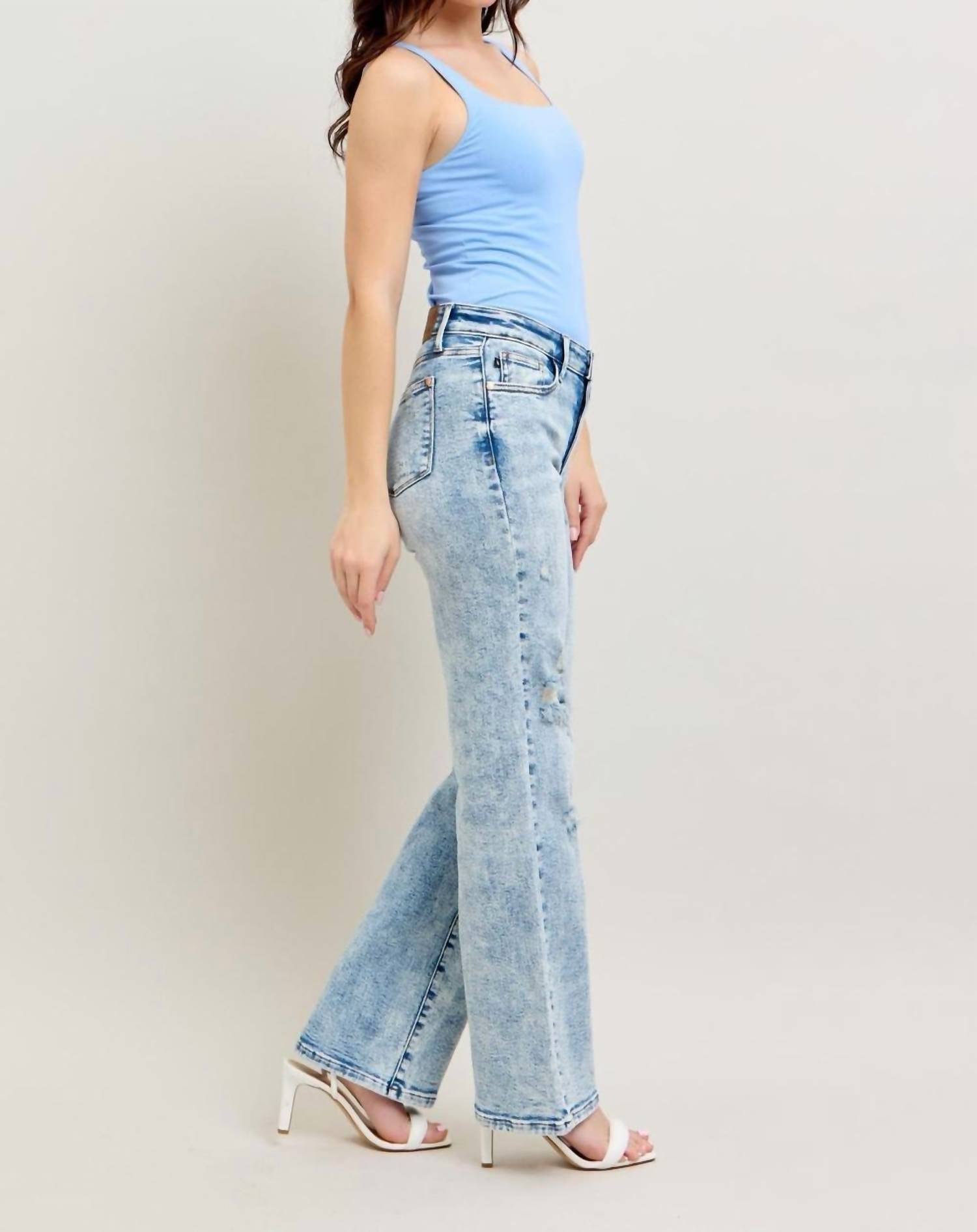 Judy Blue - High Waist Mineral Wash Destroy 90's Straight Jeans
