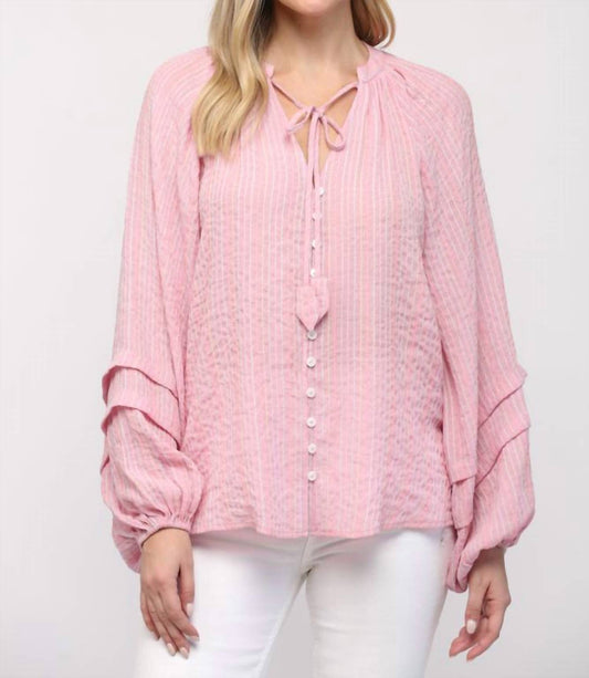 Fate - Stripe Tie Neck Blouse