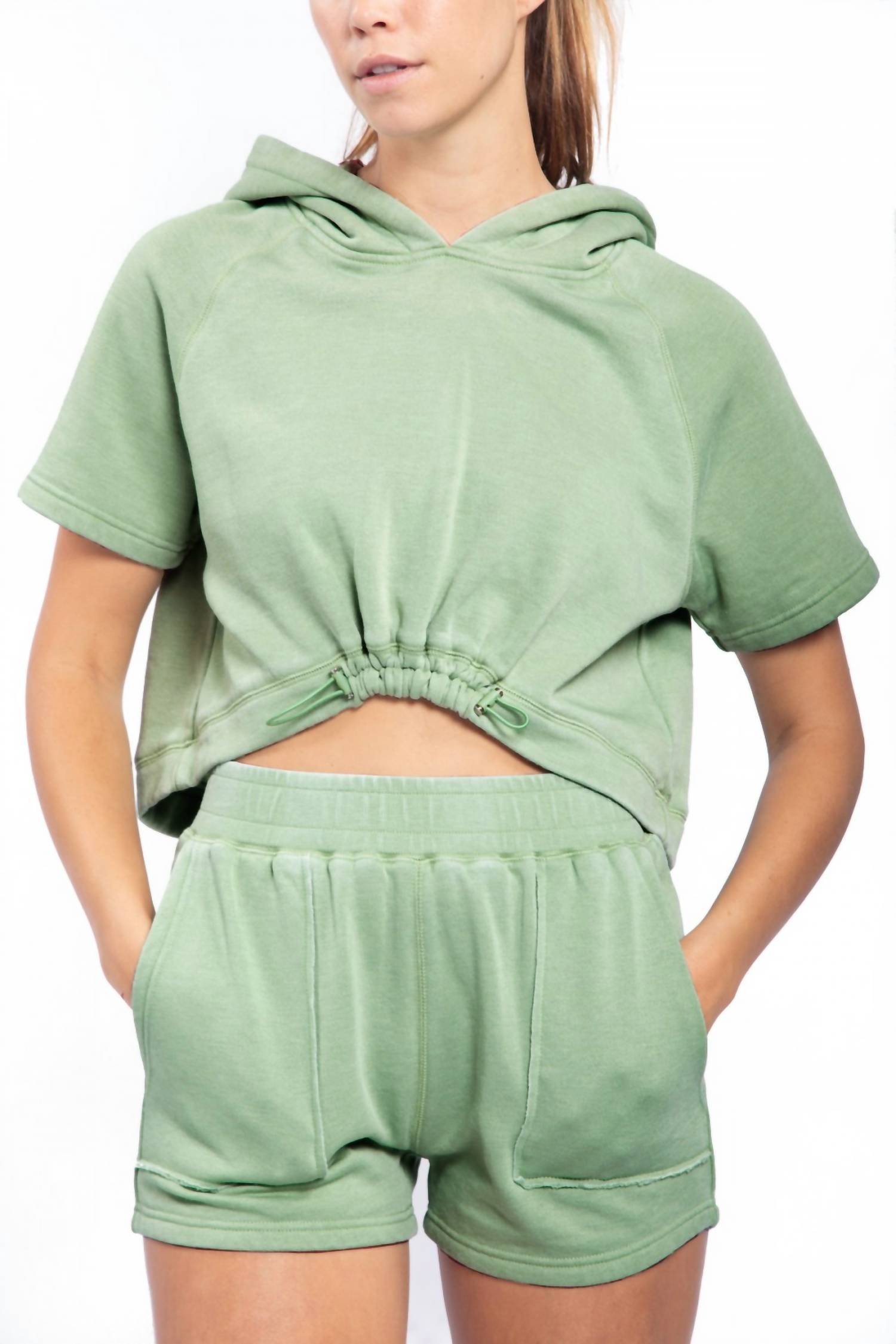 Mono B - Burnout Washed Brushed Interior Cropped Hoodie