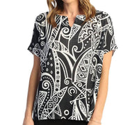 Jess & Jane Short Sleeve Notch Neck Top - Plus Size in mystery - women's blouse