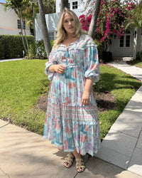Strawberry Paris - Bordeaux Long-sleeve Floral Maxi Dress