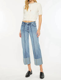 Kancan - Margret Mid Rise Cropped Wide Leg Jean