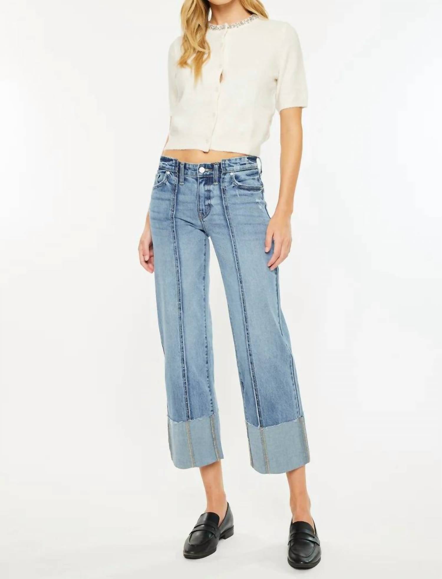 Kancan - Margret Mid Rise Cropped Wide Leg Jean