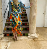 Stacy Bradley Light Denim Jacket in orange feather - women's jacket - alternate view
