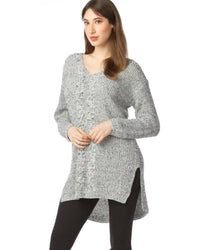 Papillon - Step Hem Sweater With Cable Knit Design