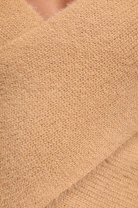 SAGE THE LABEL Marah Eyelash Knit Cross Front Sweater in tan - women's sweater - view 5