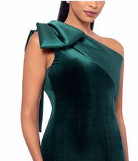 Aqua - One-shoulder Velvet Evening Gown