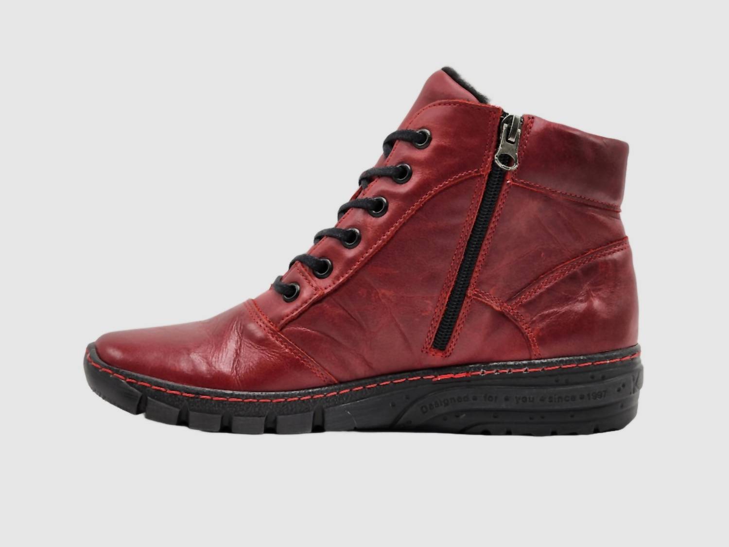 Kcr Group - Women's Everyday Fur-lined Zip-up Leather Boots