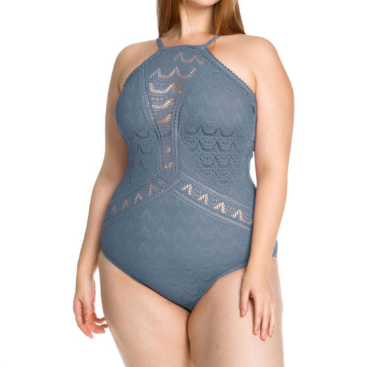 Becca - Color Play Lace High Neck One Piece Swimsuit - Plus