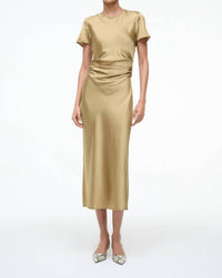 STAUD Marcel Silk Dress in antique - women's dress - detail view