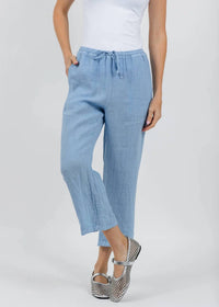 Elliott Lauren - Drawstring Pull-on Crop Linen Pants