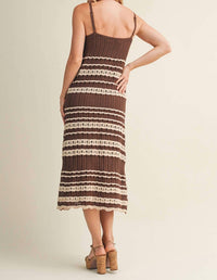 Mustard Seed Crochet Lace Inset Ribbed Dress in choco - women's dress - view 4