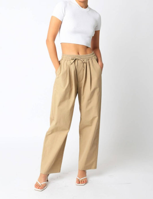 Olivaceous - Twill Wide Leg Pants