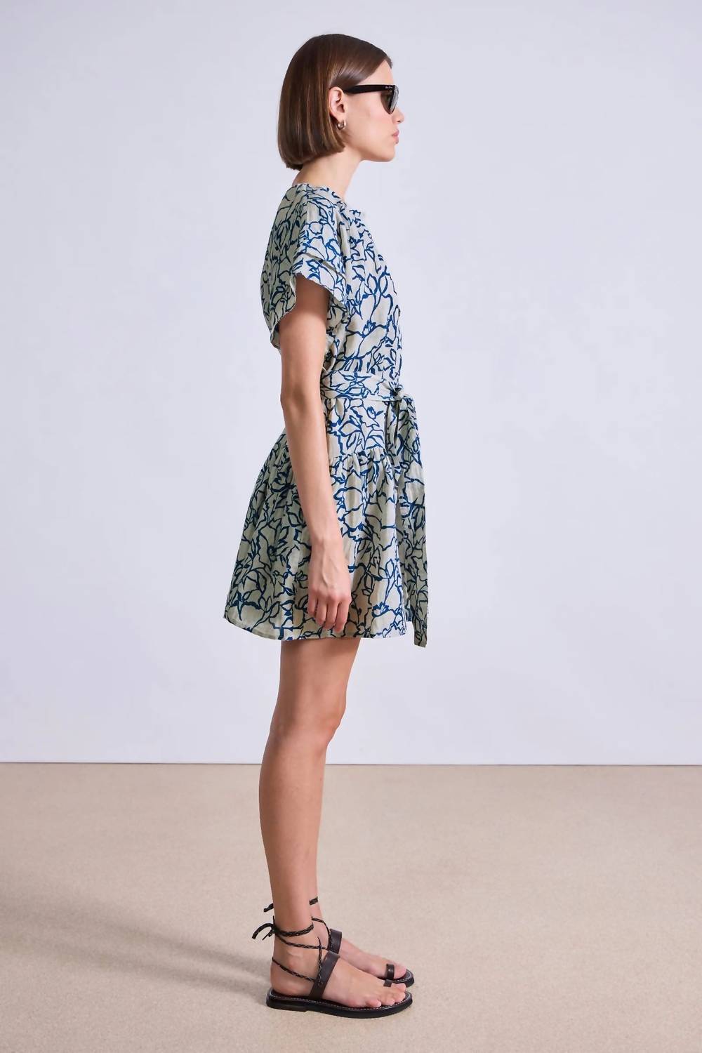 APIECE APART Morgan Mini Dress in lace floral flex - women's dress - detail view